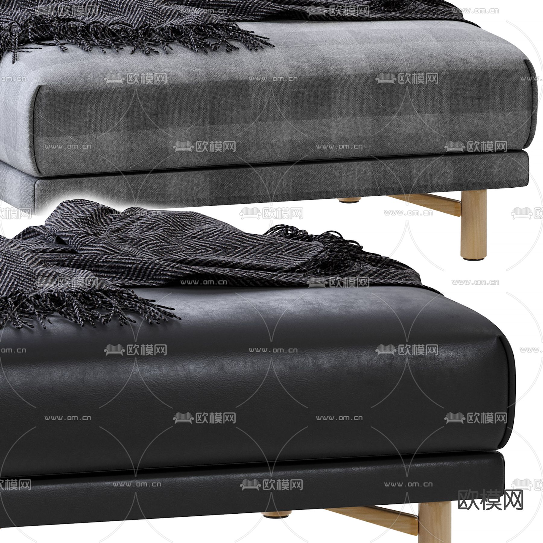 muuto现代皮革沙发脚踏3d模型下载（渲染图2）