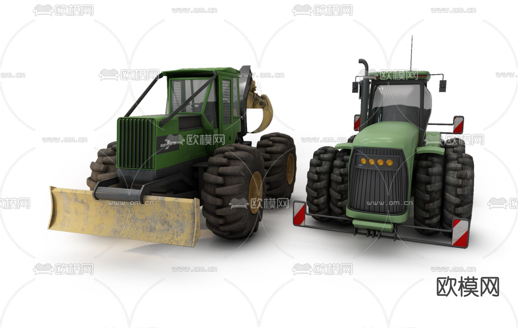 现代工业农用拖拉机3d模型下载