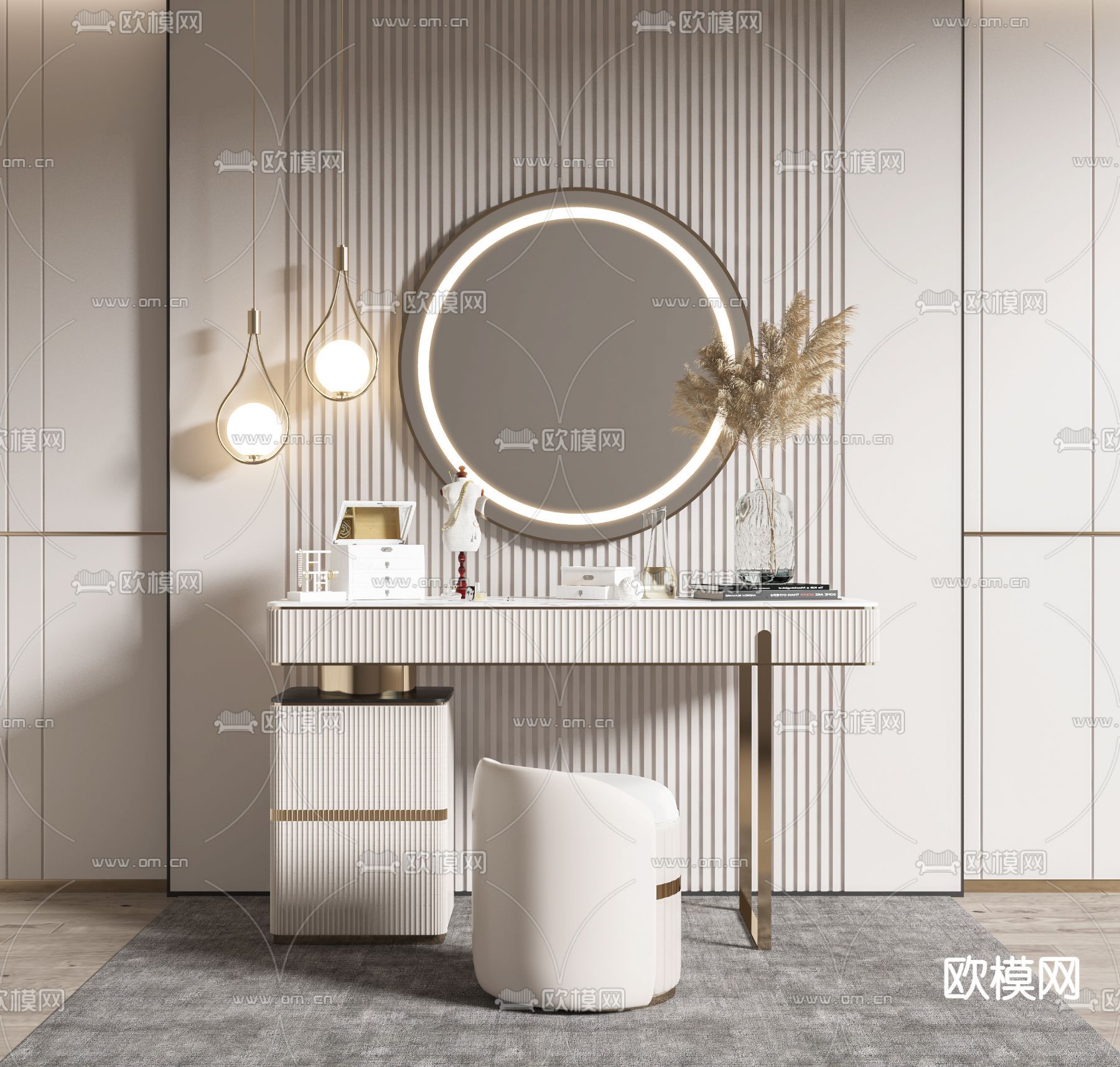 现代梳妆台3d模型下载