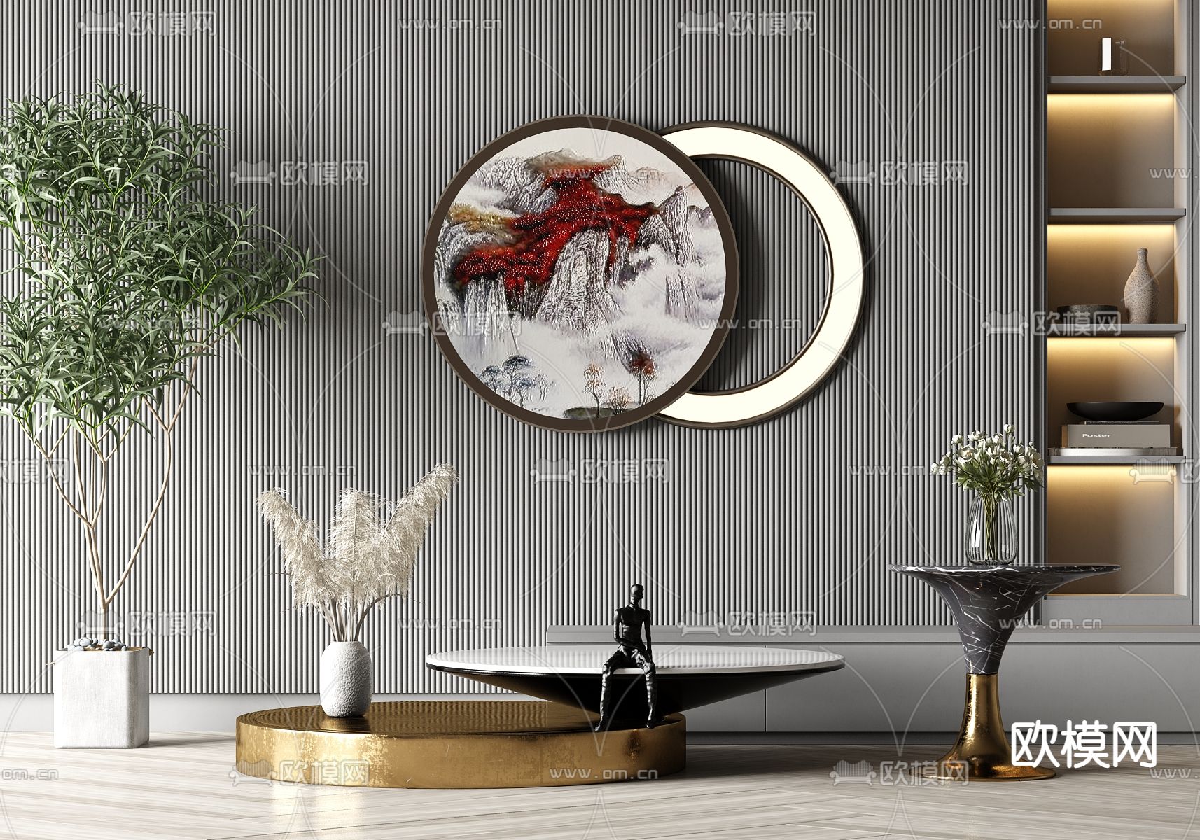 现代轻奢大理石茶几3d模型下载