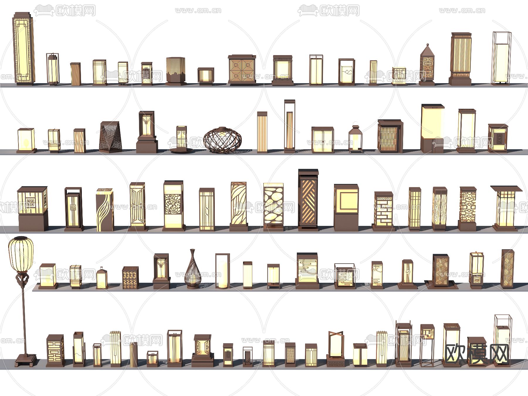 新中式景观灯落地灯草坪灯3d模型下载