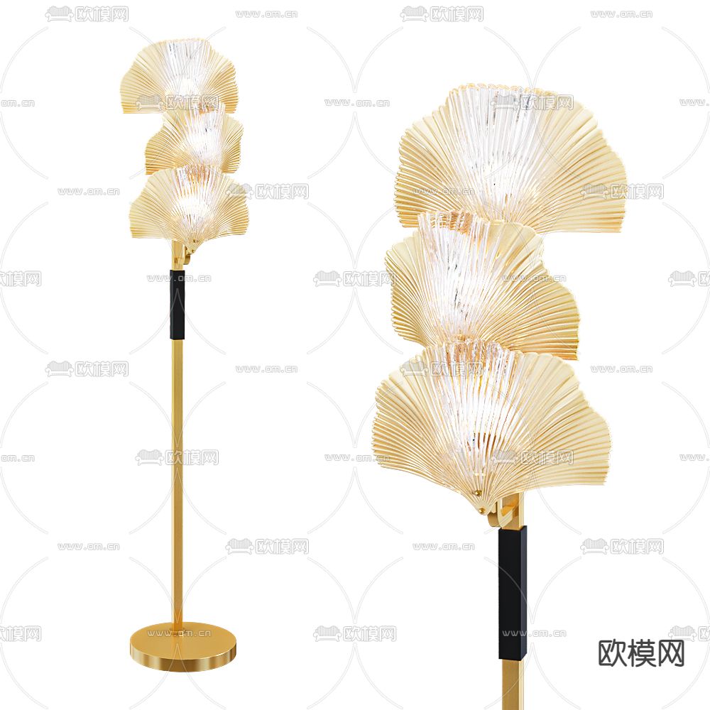 Odeon 现代玻璃贝壳落地灯3d模型下载