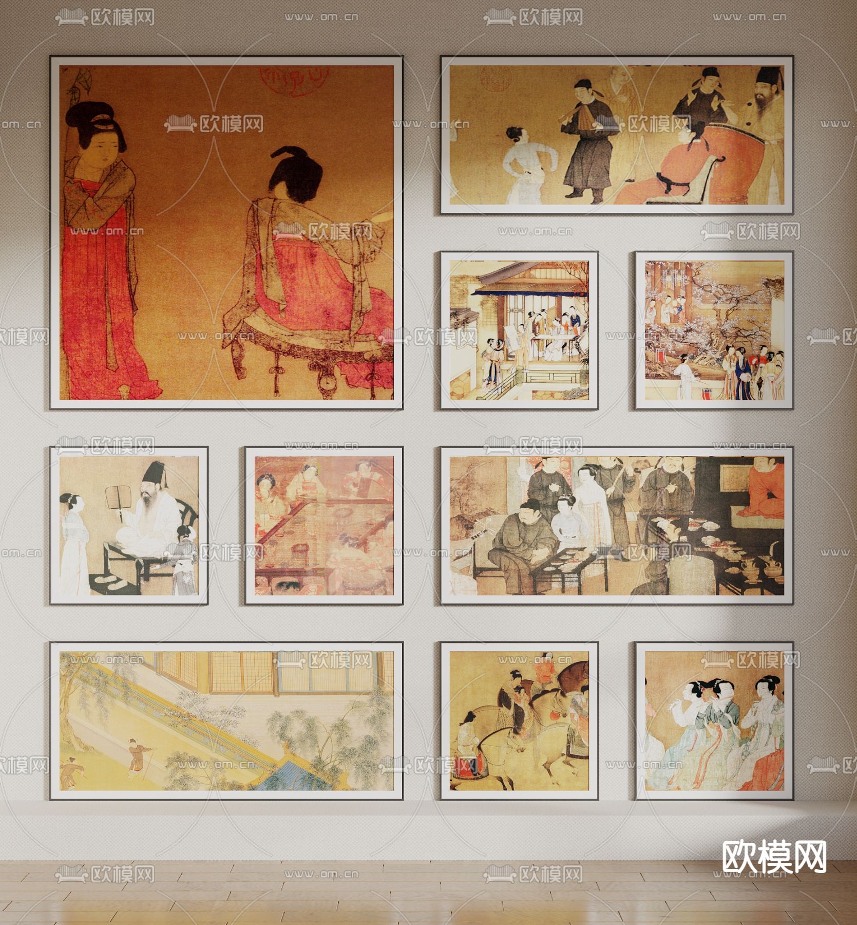 中式传统装饰画3d模型下载