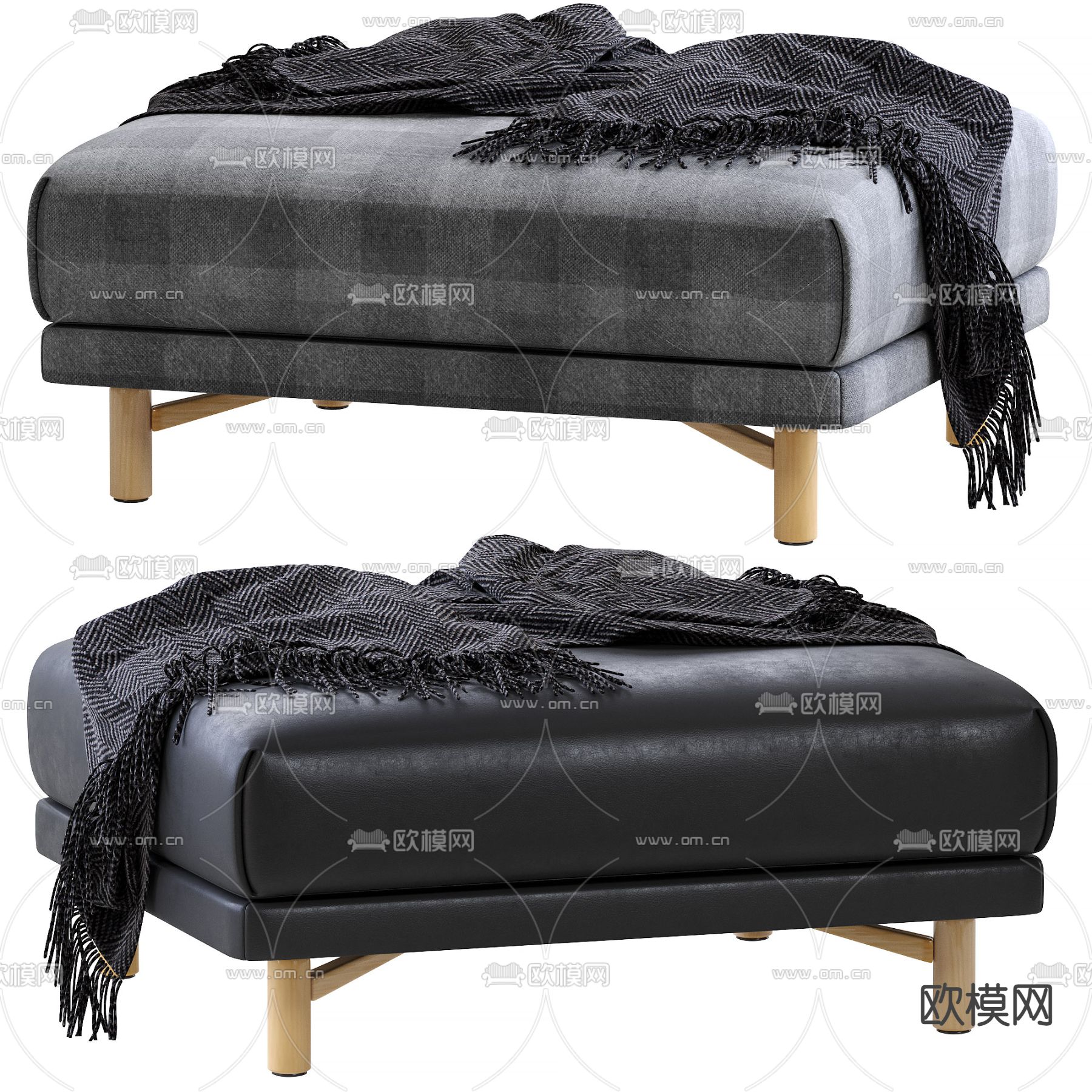 muuto现代皮革沙发脚踏3d模型下载（渲染图1）