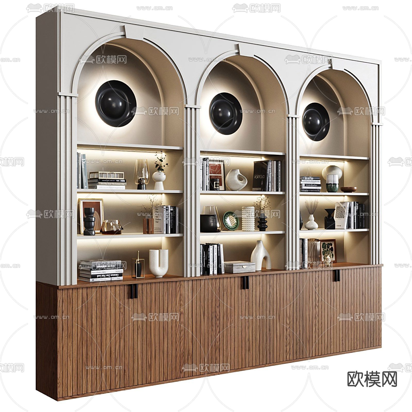 简欧装饰柜3d模型下载（渲染图1）