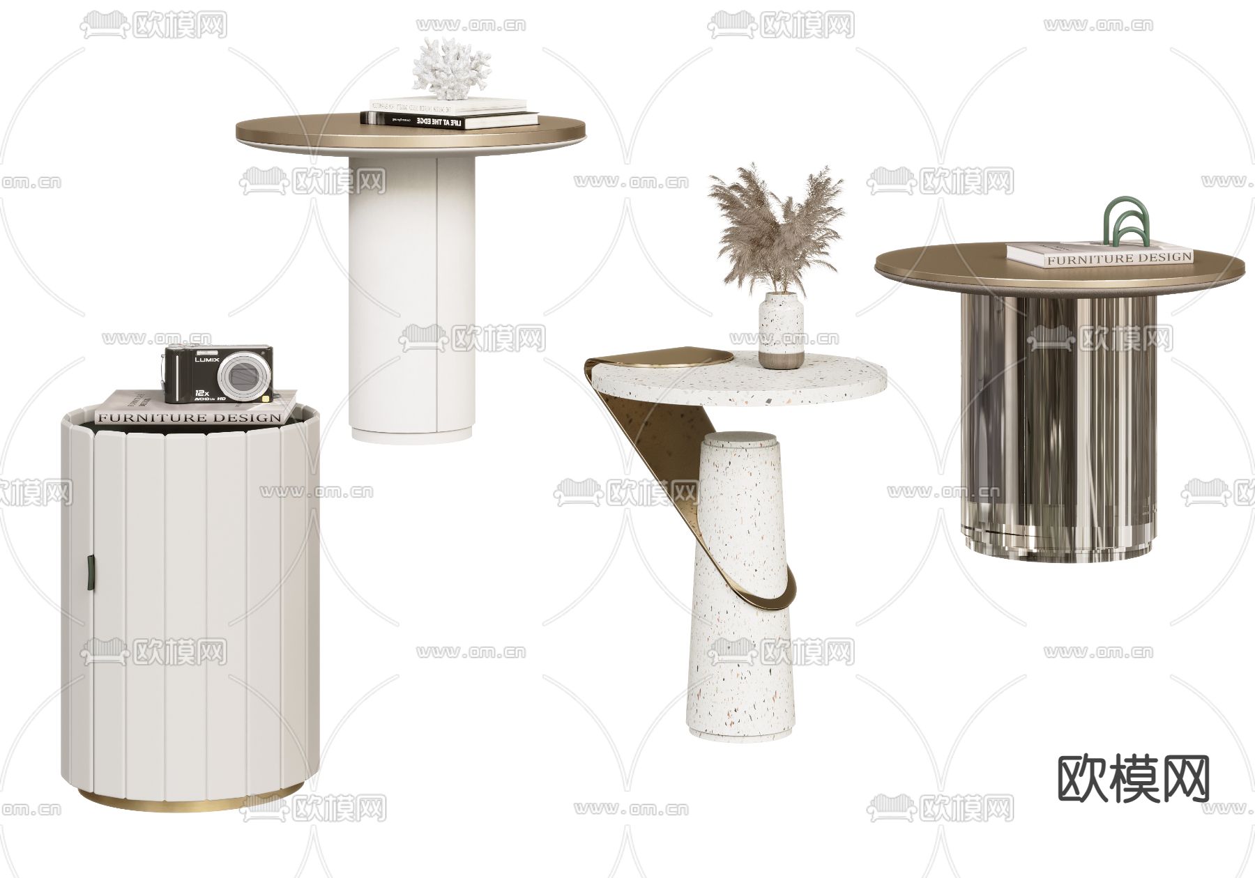 现代轻奢角几边几3d模型