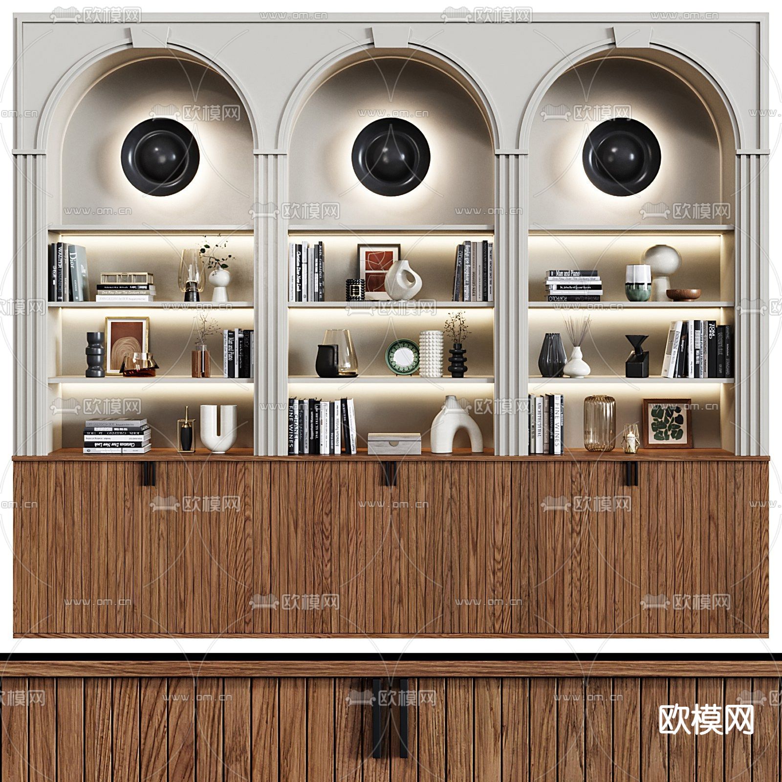 简欧装饰柜3d模型下载（渲染图2）