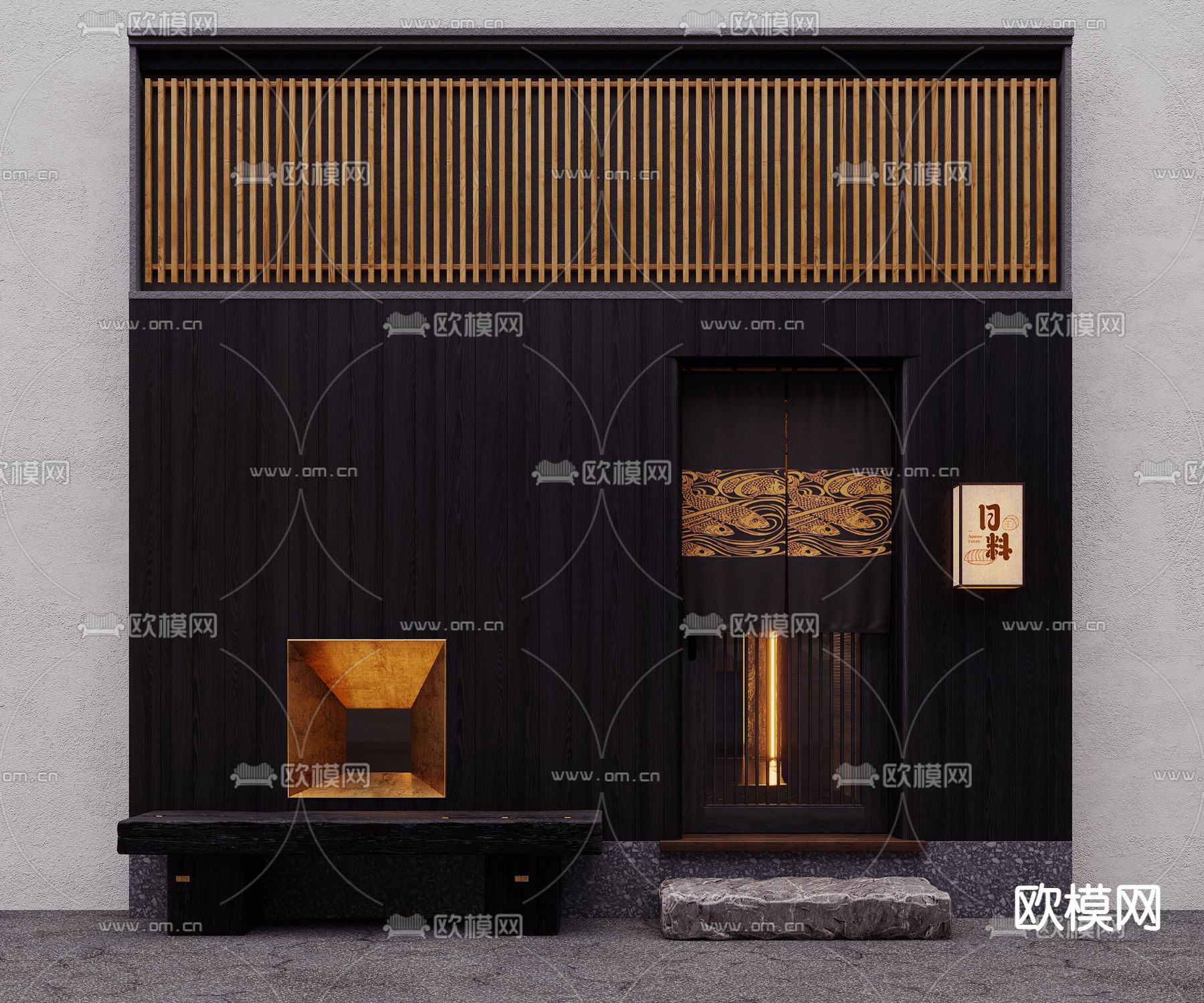 日式日料店门头门面免费3d模型下载_ID12060324_3dmax免费模型-欧模网