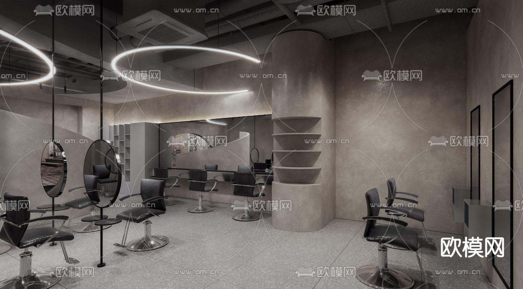 侘寂风美发沙龙3d模型下载（渲染图3）