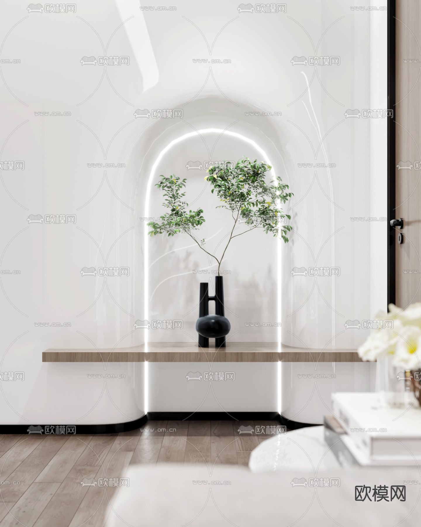 现代公司休息室接待室3d模型下载（渲染图2）