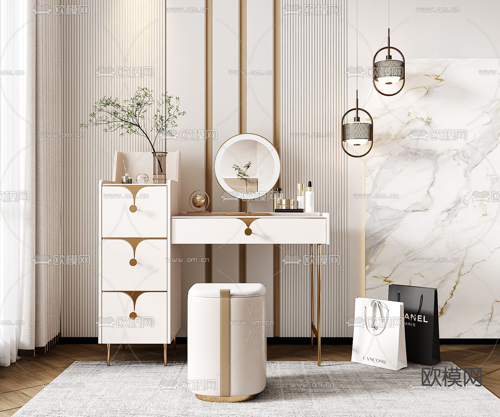 现代梳妆台3d模型下载