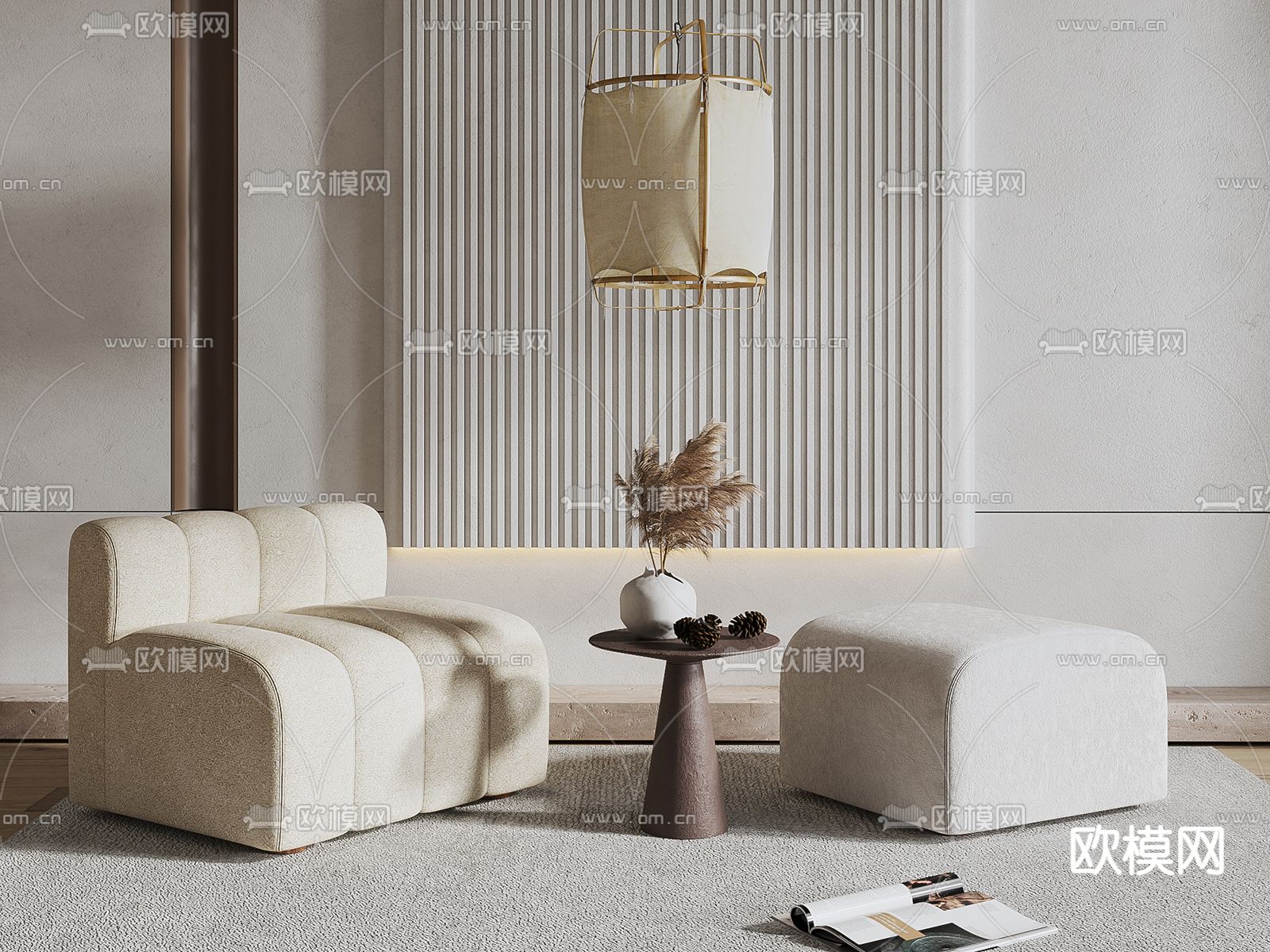 侘寂风单人沙发3d模型下载