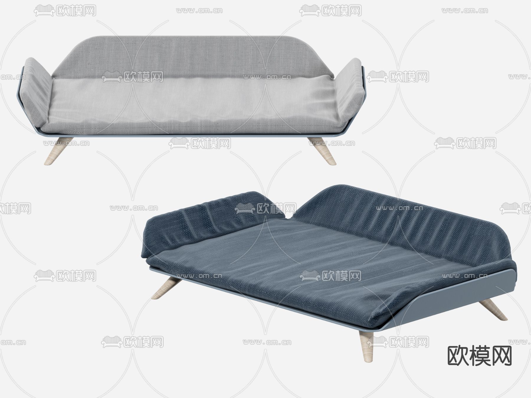 现代布艺沙发床3d模型下载