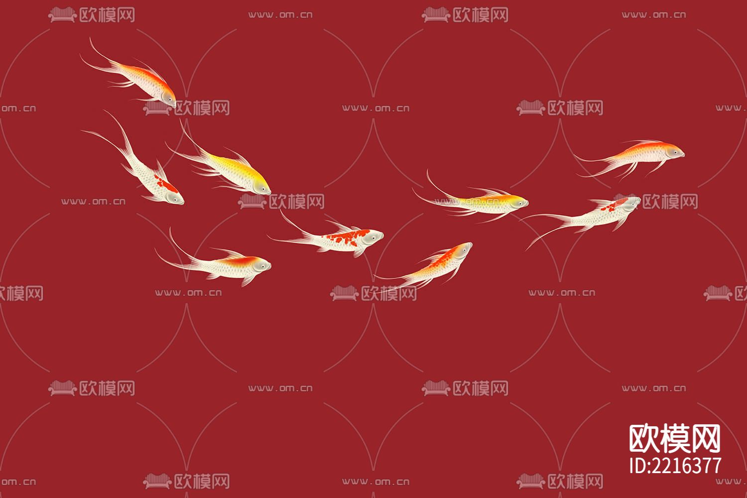 华琴新中式九鱼图壁纸下载