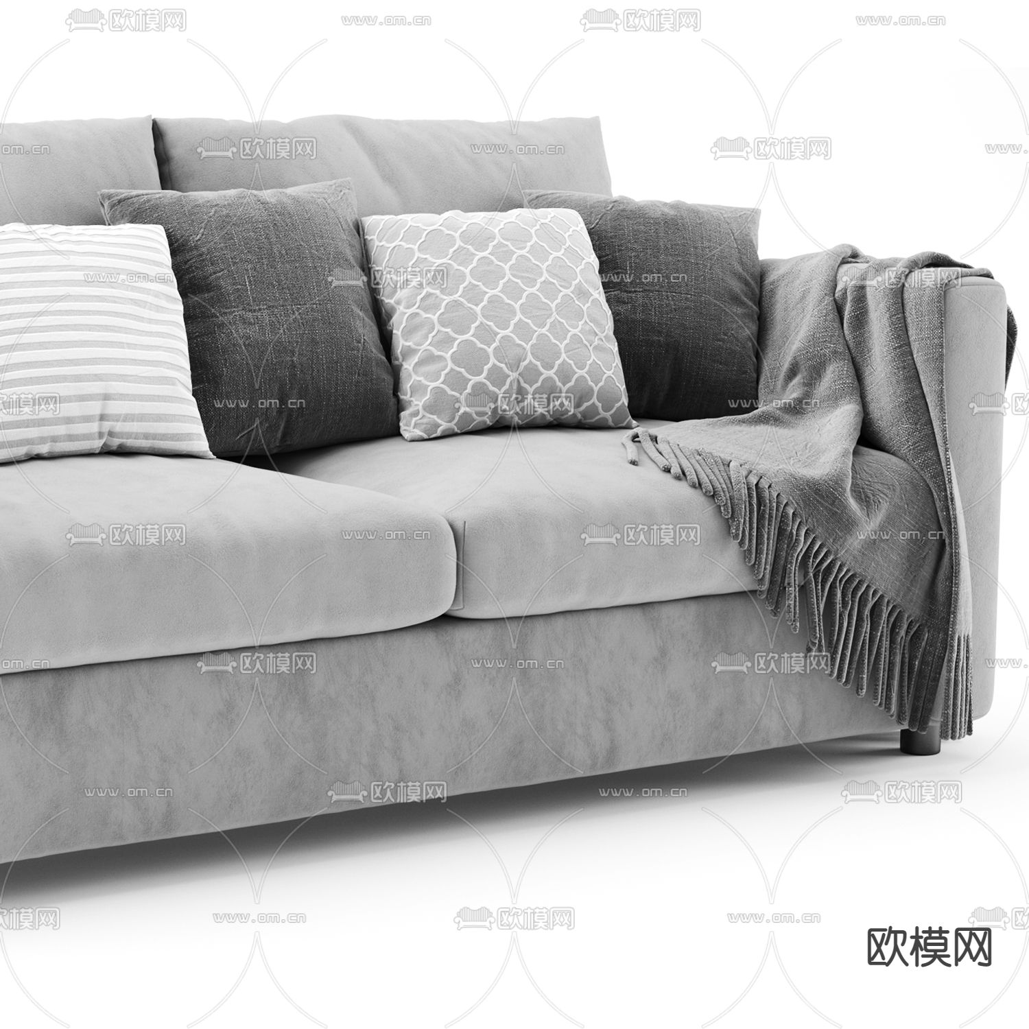 现代灰色双人沙发3d模型下载（渲染图3）