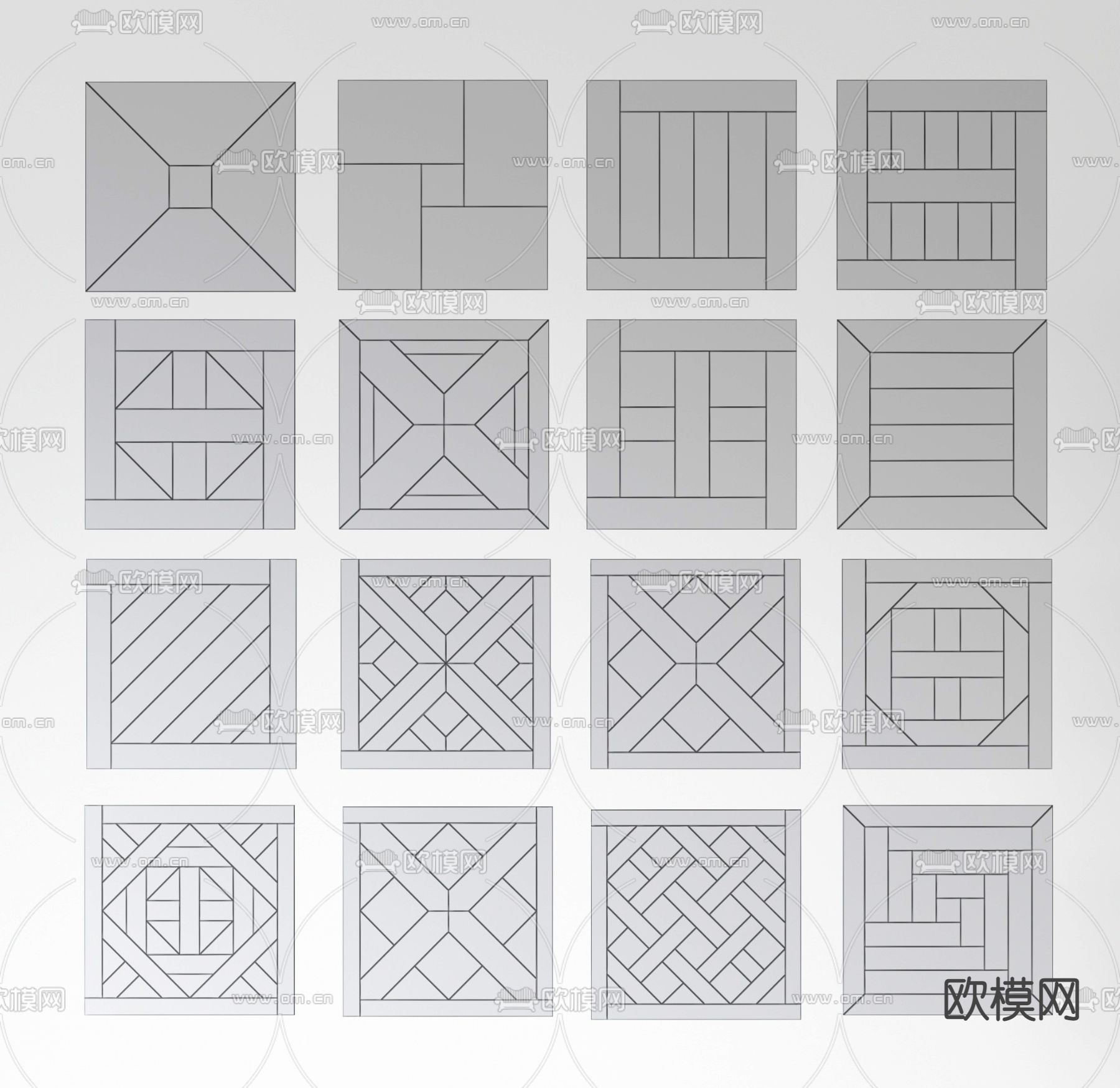 美式田园拼接木地板3d模型