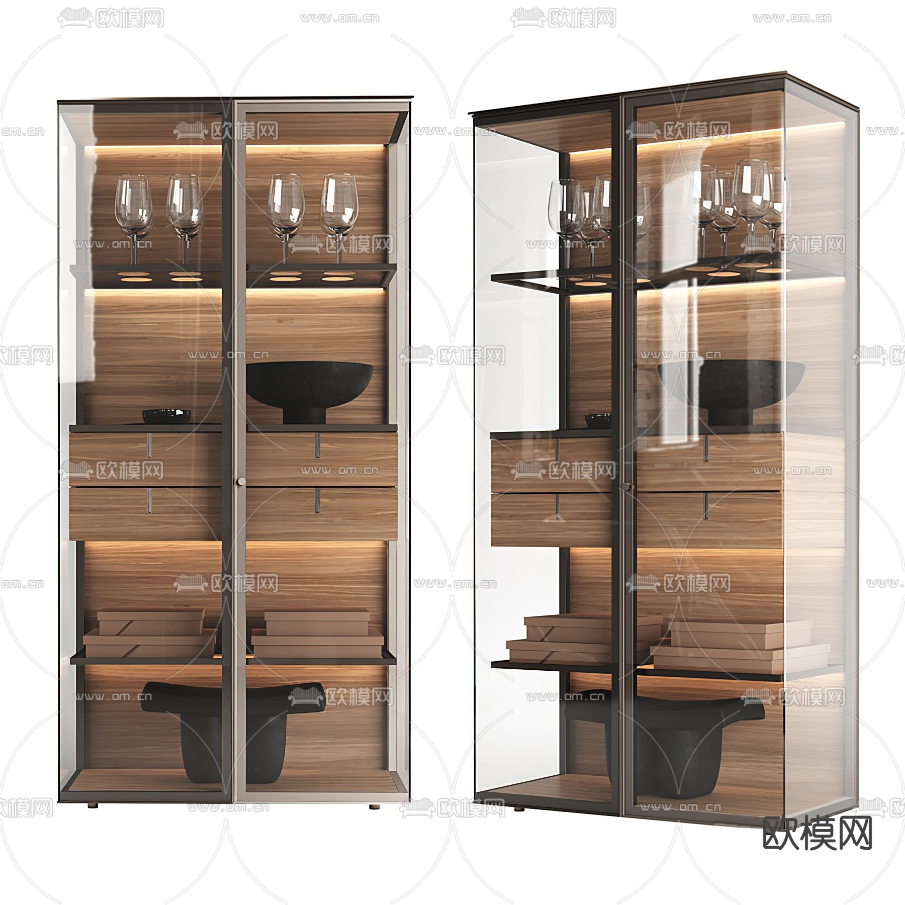 现代玻璃装饰柜3d模型下载