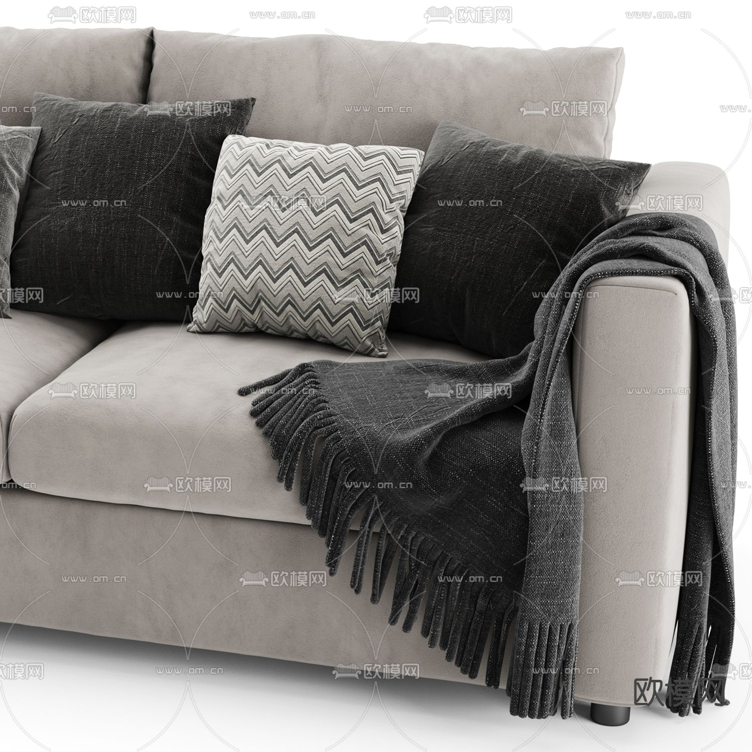 现代灰色双人沙发3d模型下载（渲染图5）