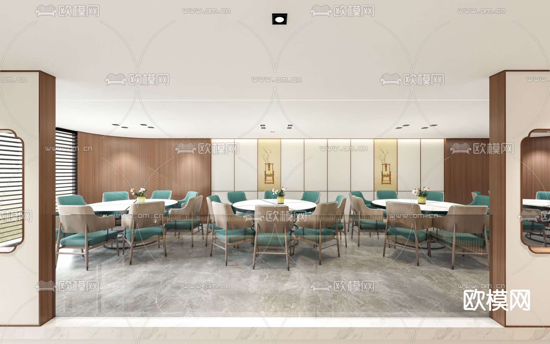 新中式中餐厅su模型