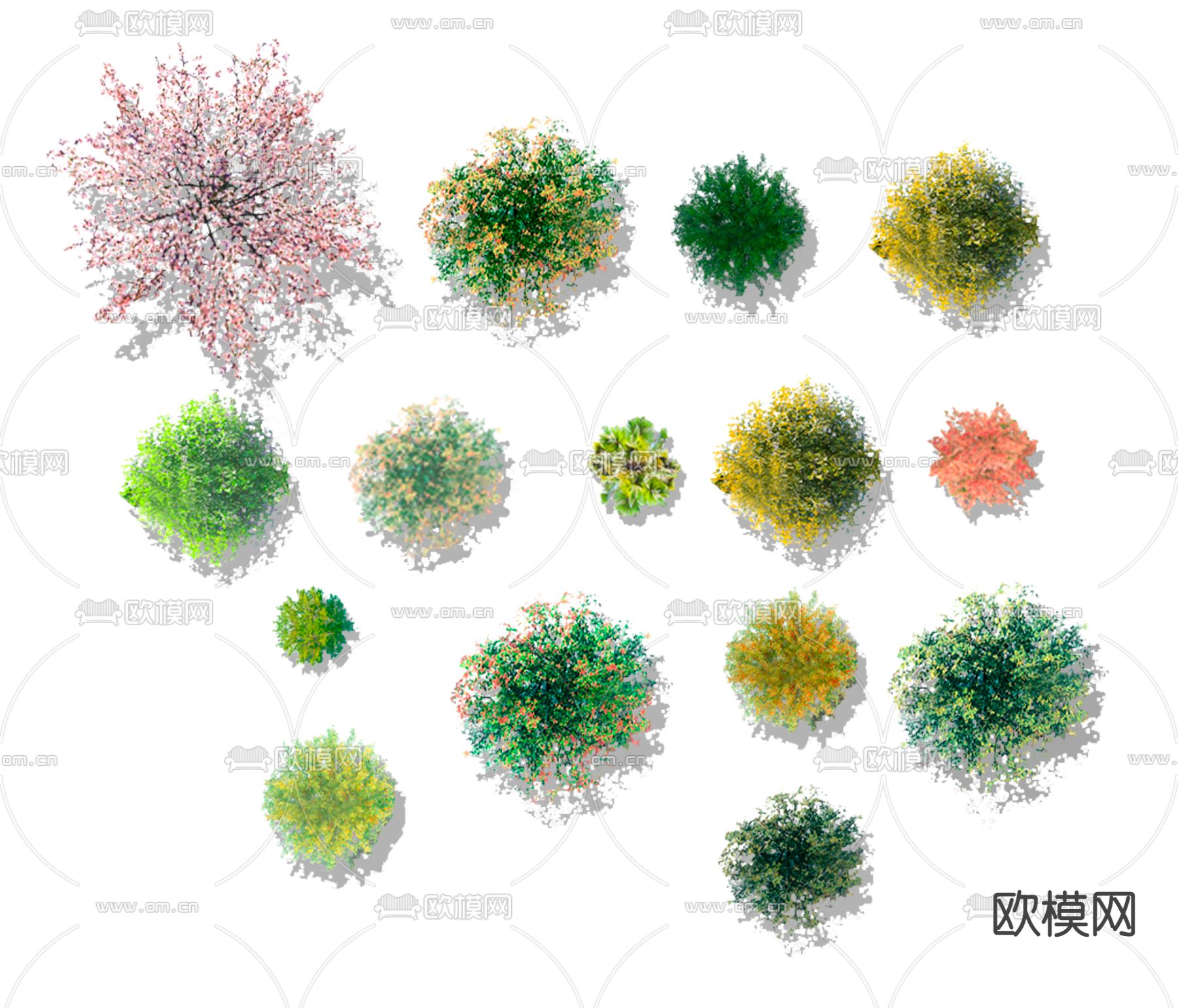 现代绿植树木平面素材psd下载