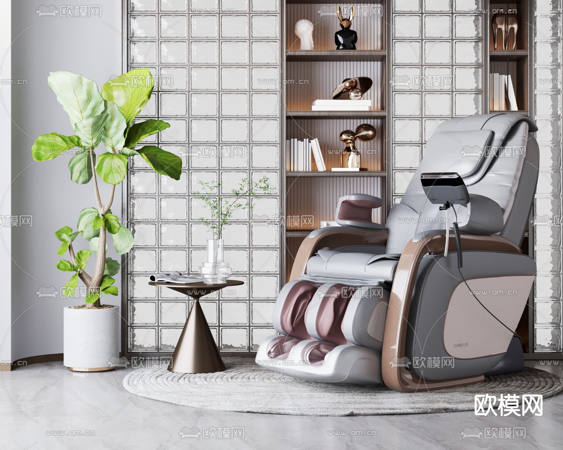 现代灰色皮革智能按摩椅3d模型下载