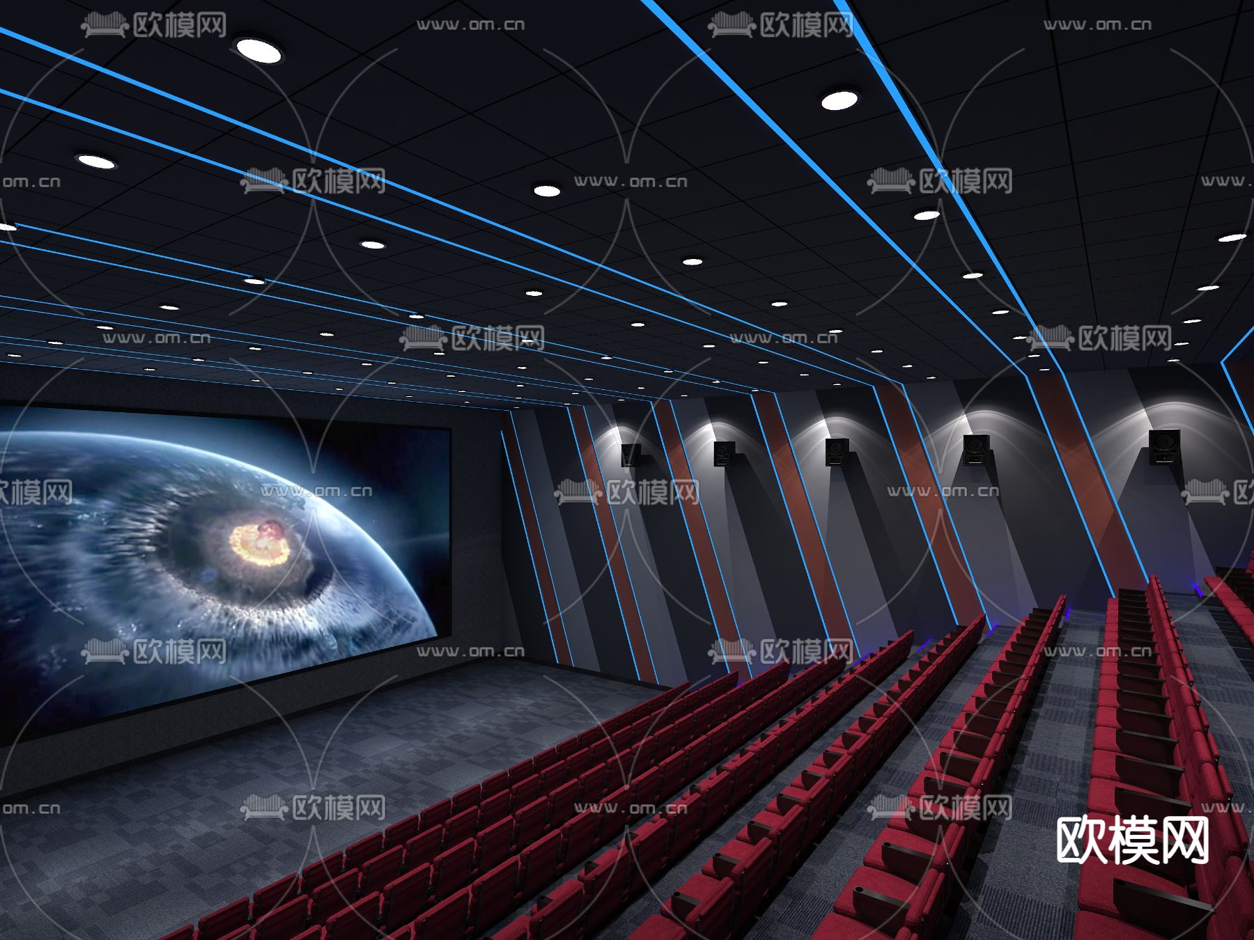 现代大型科技感电影院3d模型下载