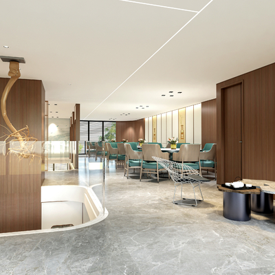  现代中餐厅su模型 