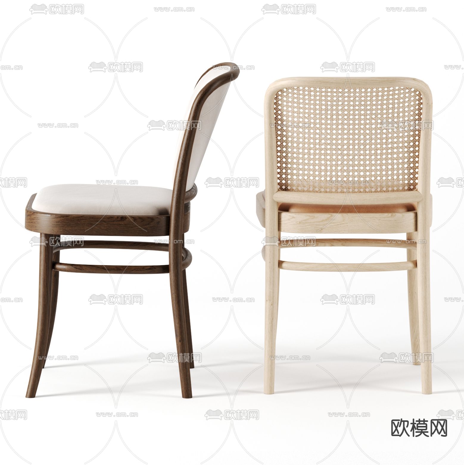 侘寂风自然风藤编椅子3d模型下载（渲染图2）