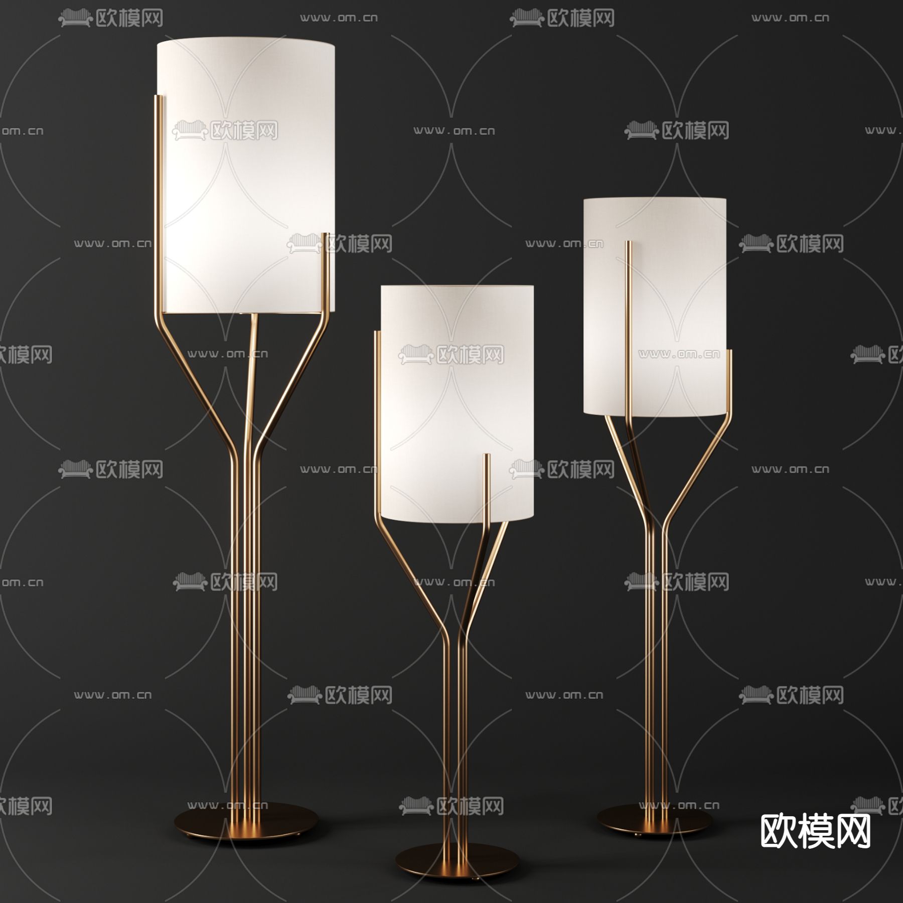 现代金属落地灯3d模型下载_ID12068453_3dmax免费模型-欧模网