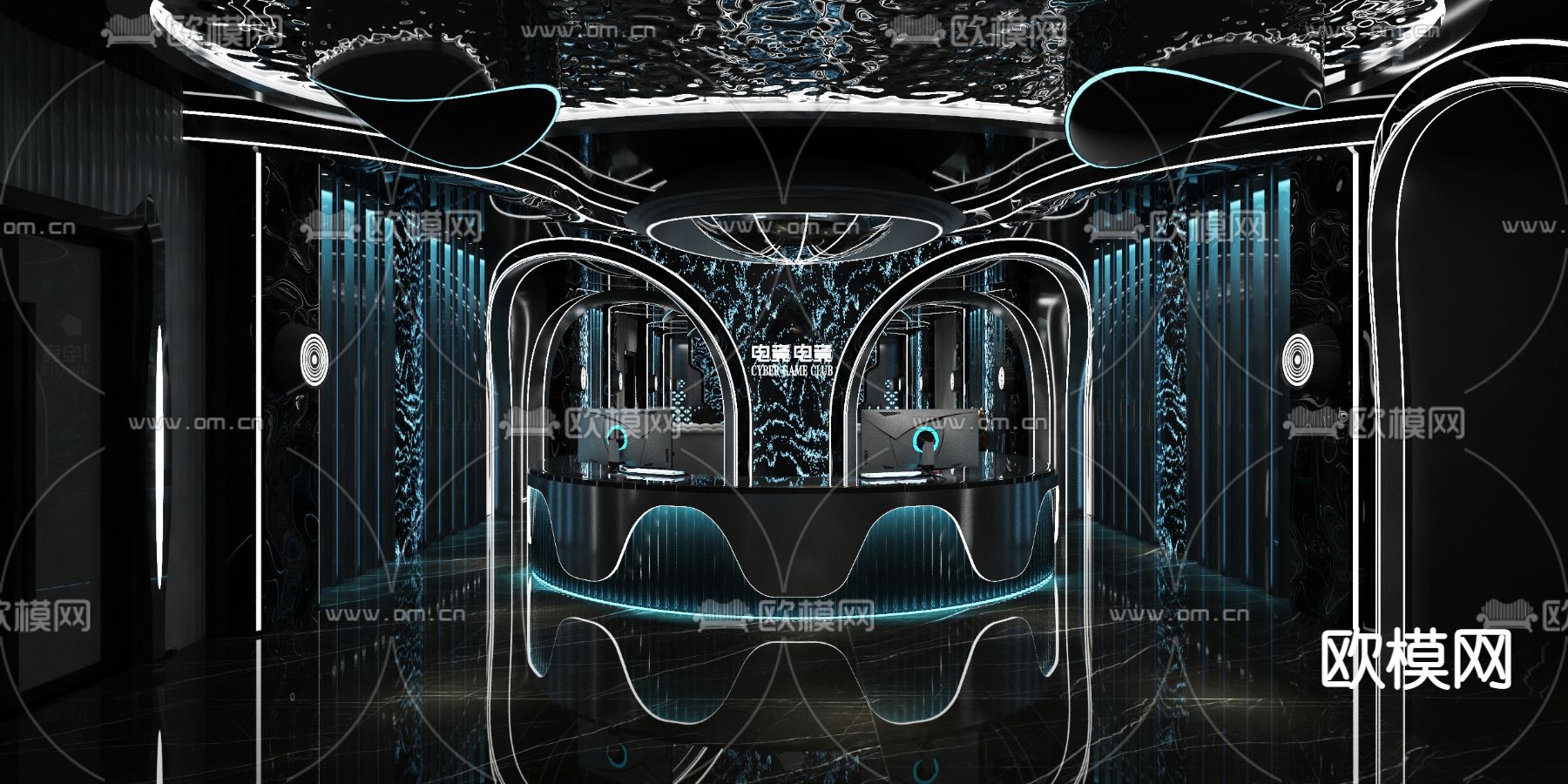 后现代科幻电竞馆3d模型下载（渲染图1）