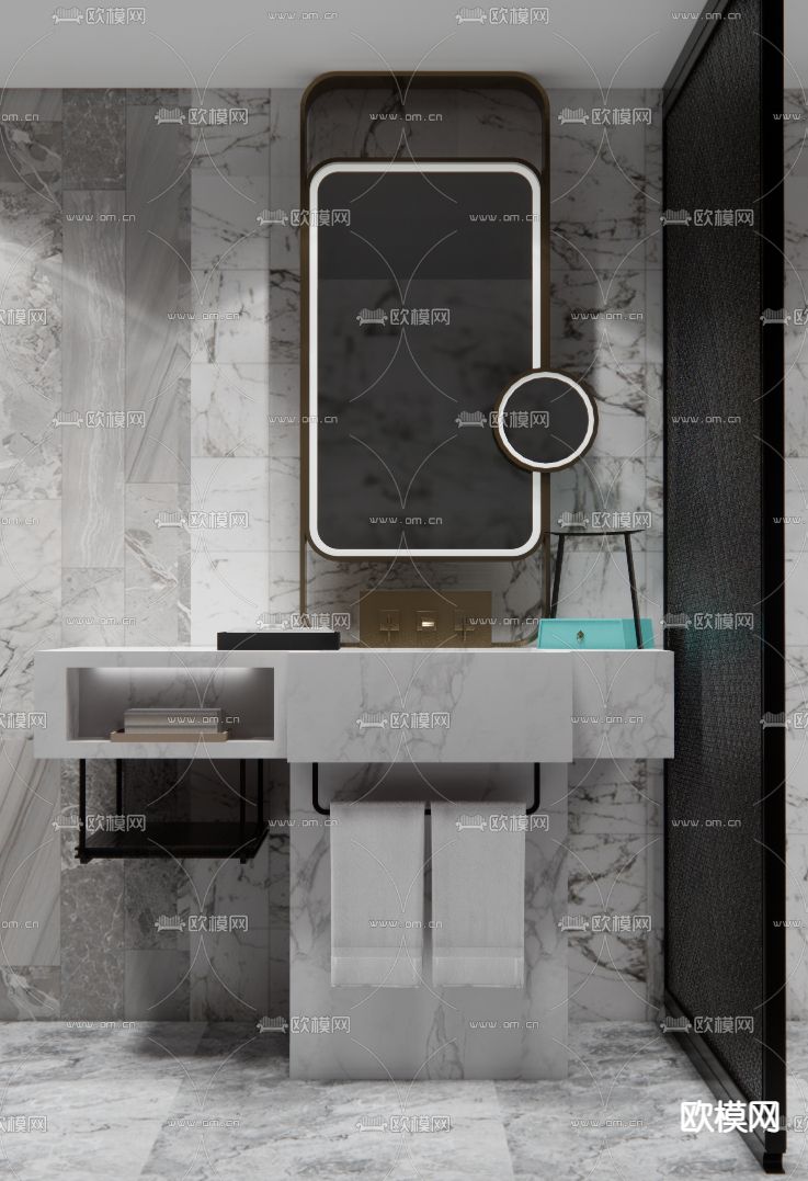 现代洗手台su模型下载（渲染图1）