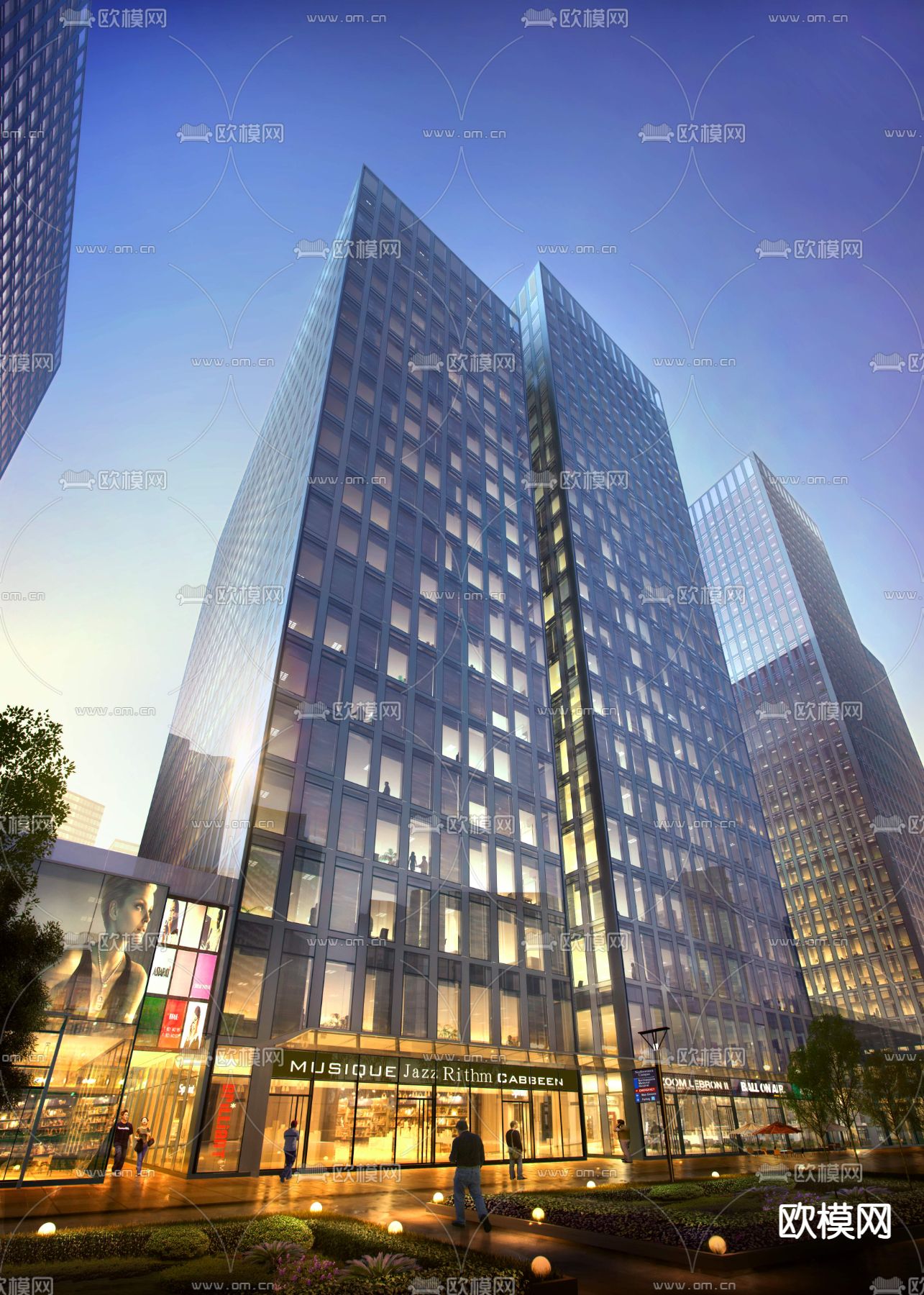 现代办公楼建筑外观景观psd下载