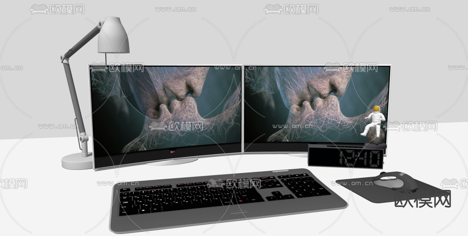 现代电脑配套键盘鼠标su模型下载（渲染图2）