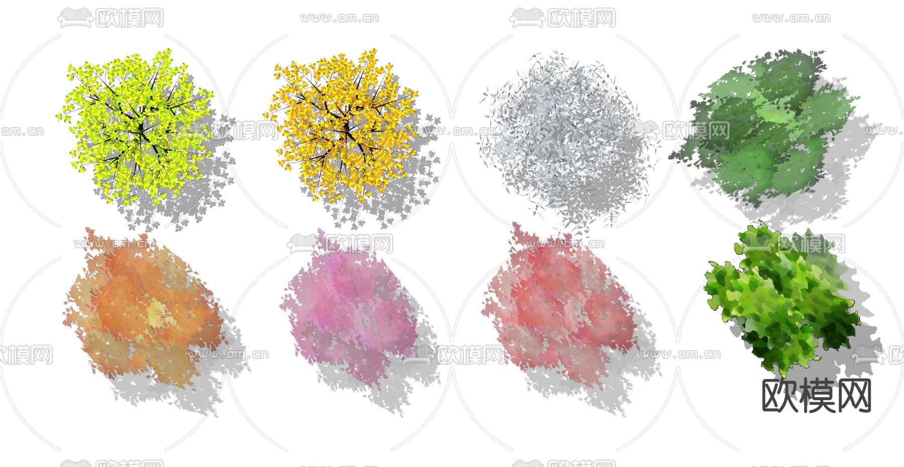 现代绿植树木平面素材psd下载