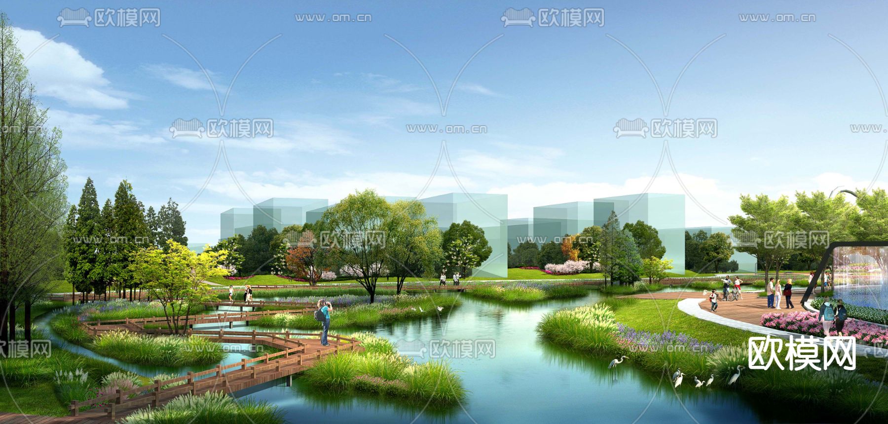 现代湿地园林景观psd下载_ID12067981_3dmax免费模型-欧模网