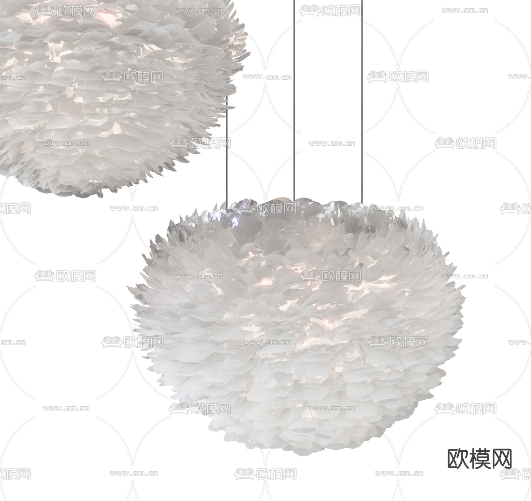 现代白色花瓣球型吊灯3d模型下载_ID12070236_3dmax免费模型-欧模网