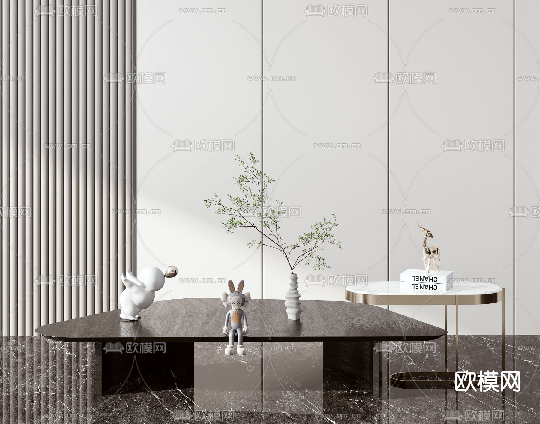 现代轻奢茶几3d模型下载