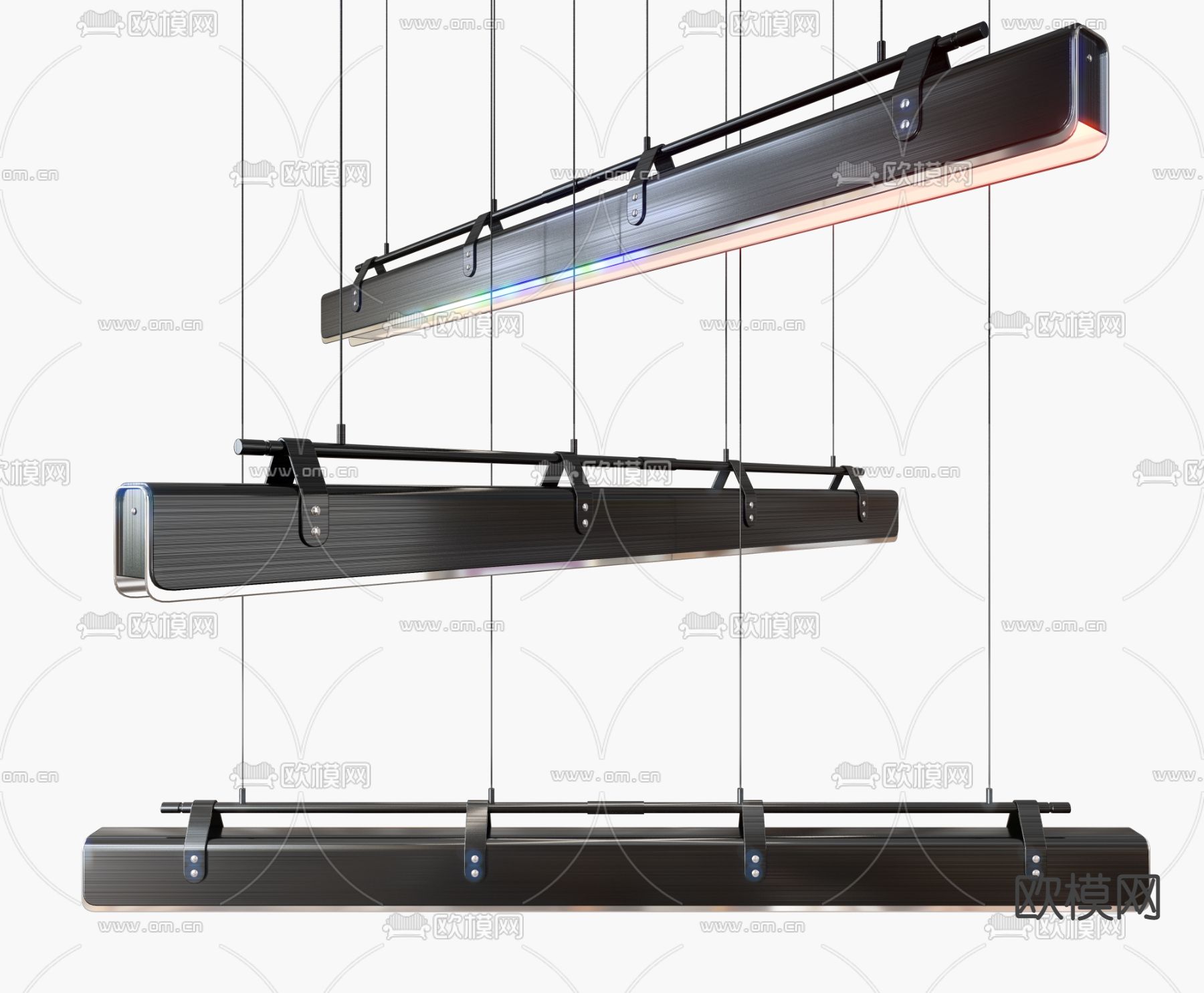 现代金属条形办公吊灯3d模型下载_ID12070233_3dmax免费模型-欧模网