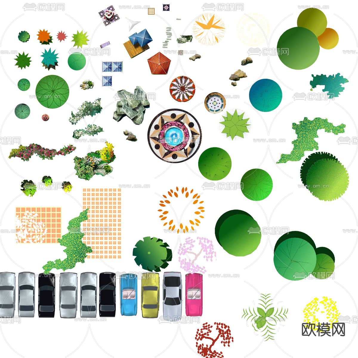 现代平面植物景观psd下载