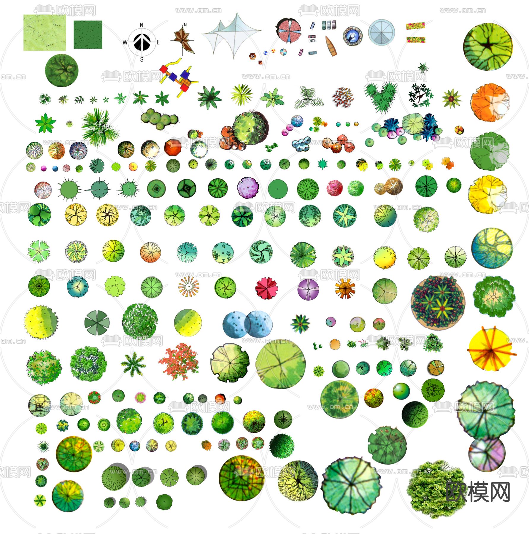 现代经典平面植物景观psd下载