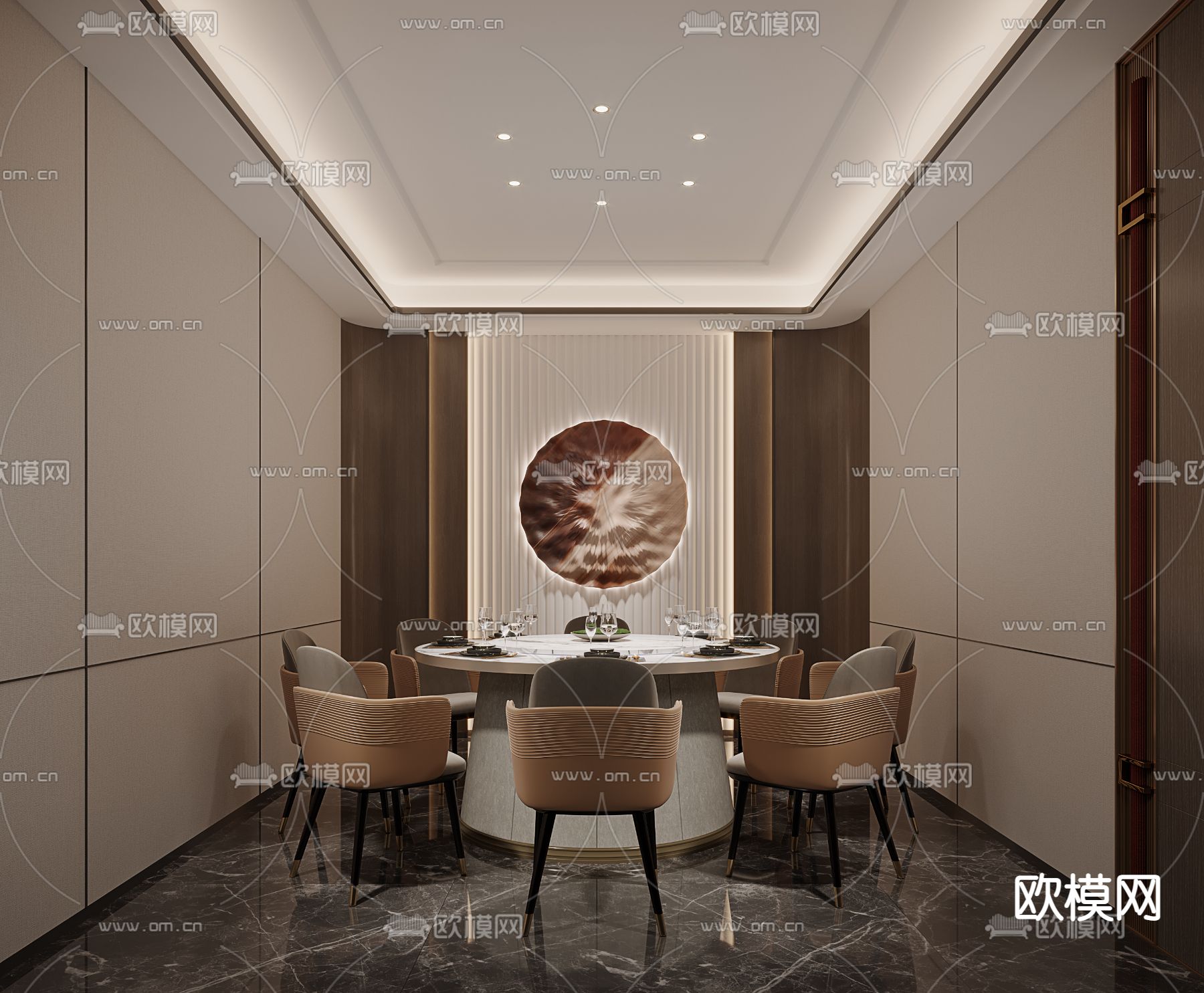 现代酒店餐厅包房3d模型下载