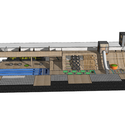  现代儿童滑梯活动区su模型 