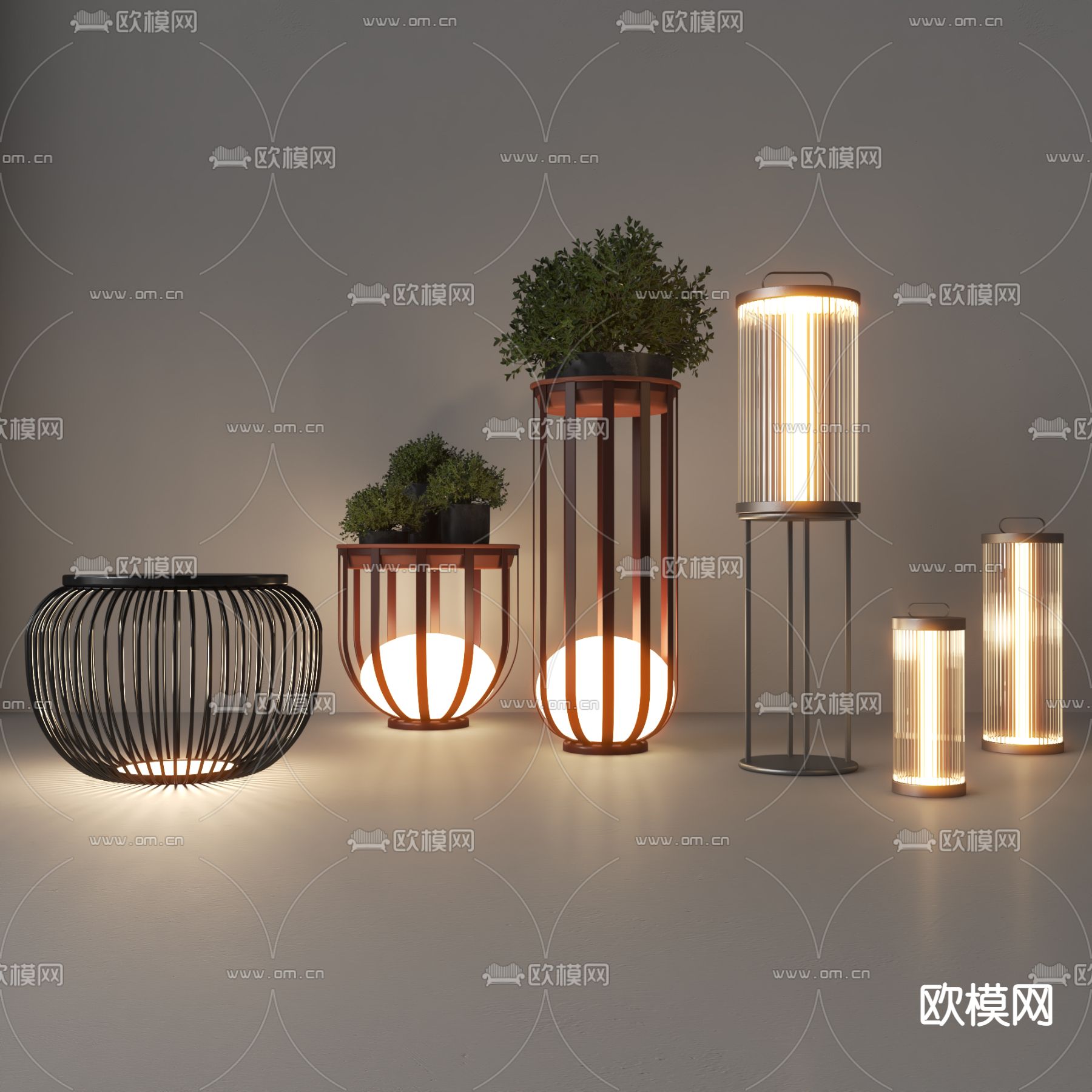 现代庭院灯su模型下载（渲染图1）