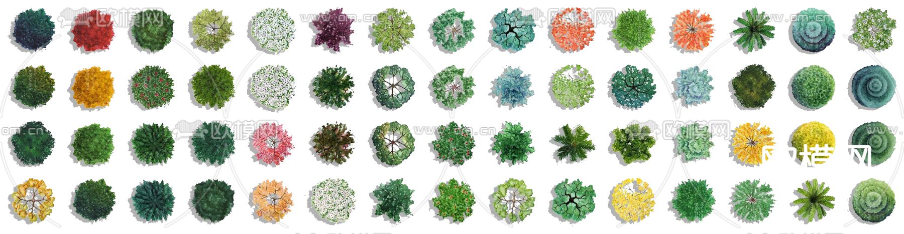 现代绿植树木平面素材psd下载