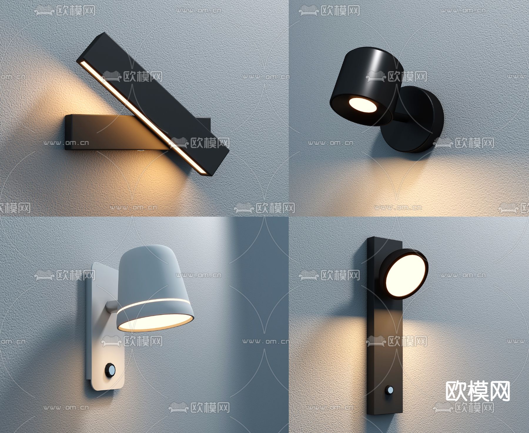 现代时尚床头壁灯3d模型下载_ID12072029_3dmax免费模型-欧模网