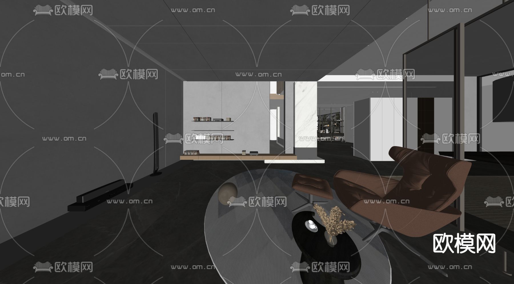 现代影音室su模型