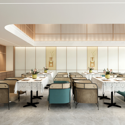  现代中餐厅su模型 
