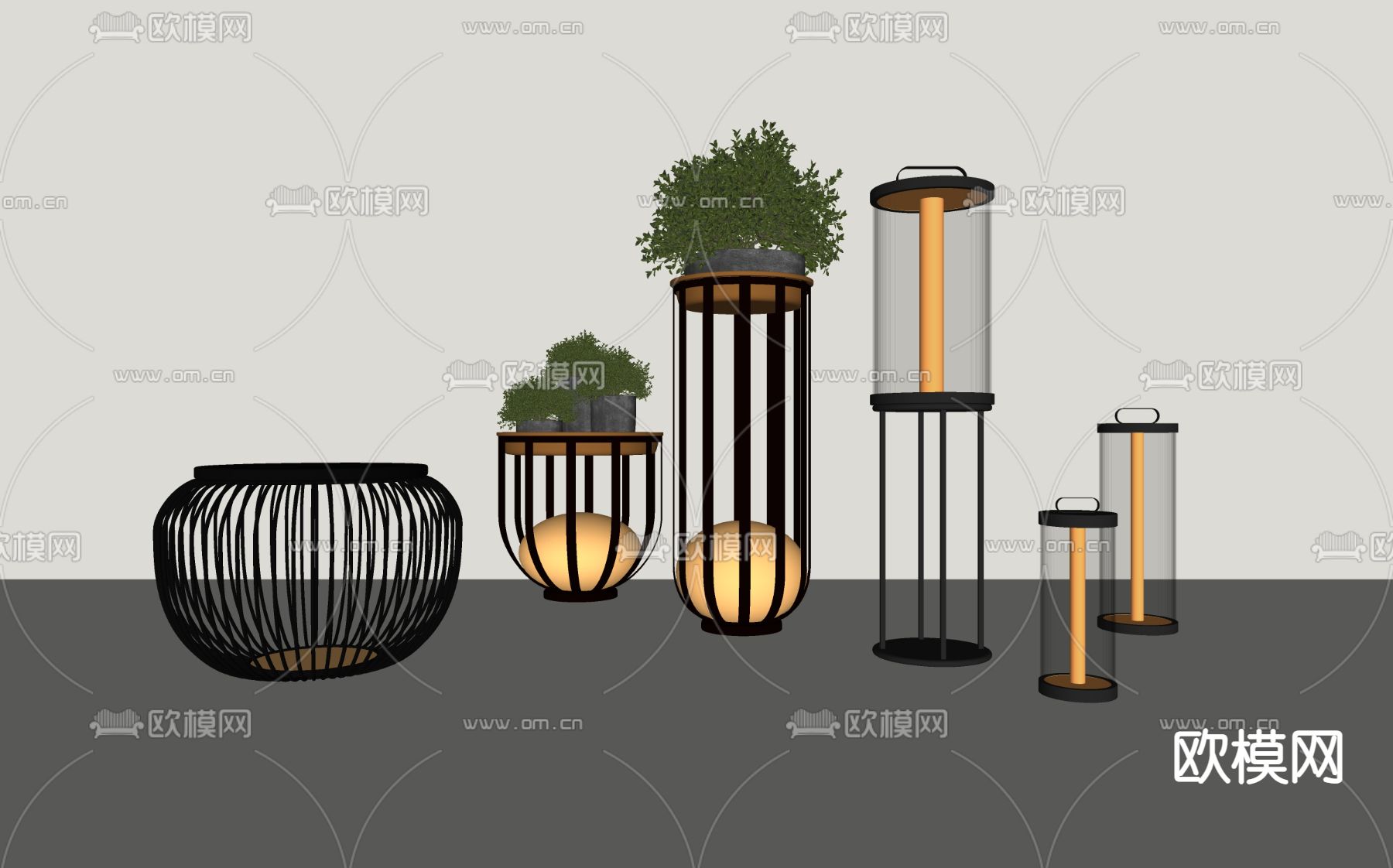现代庭院灯su模型下载（渲染图2）