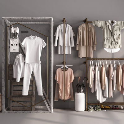  工业风挂衣架su模型 