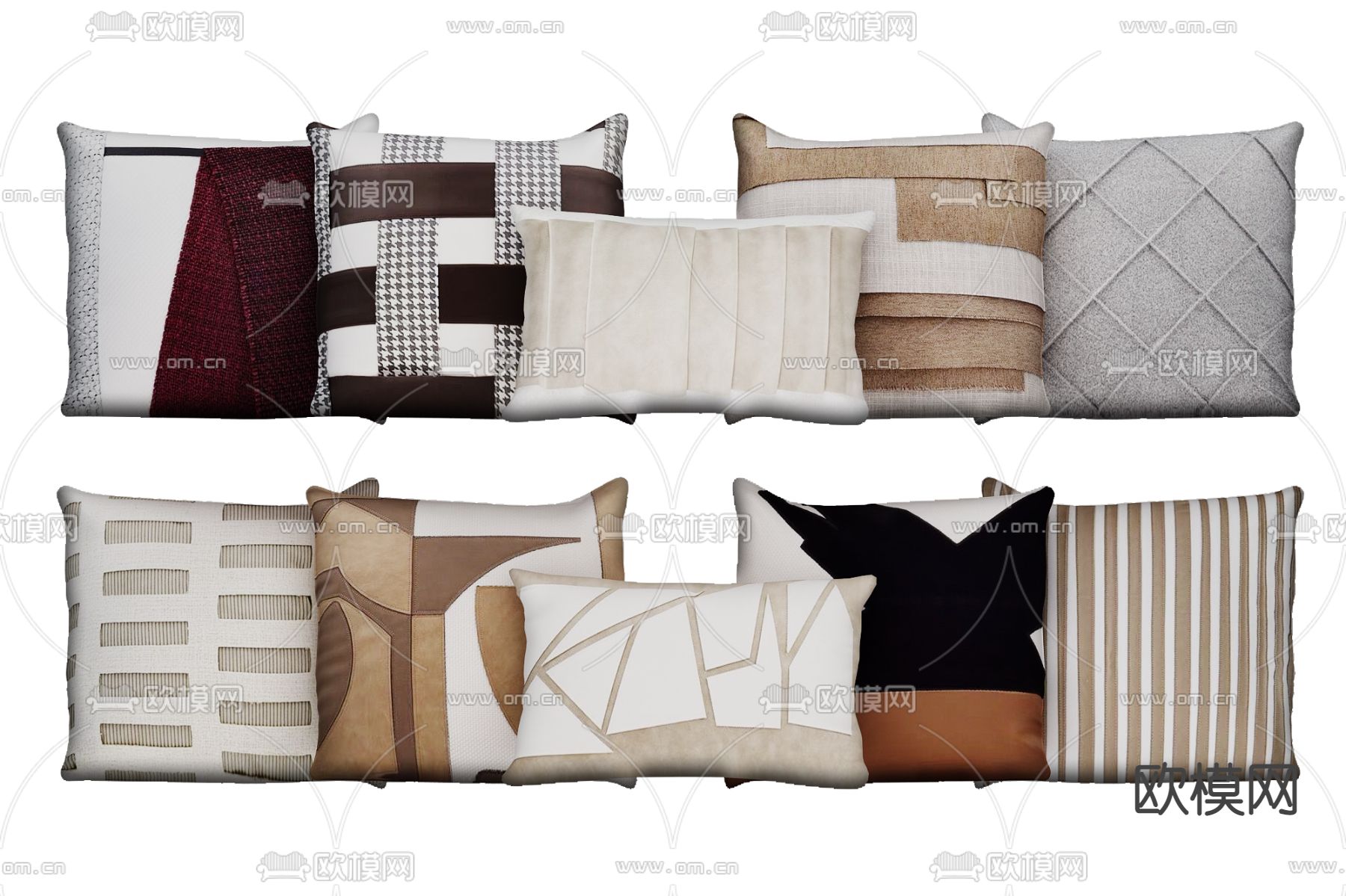 现代布艺抱枕3d模型下载